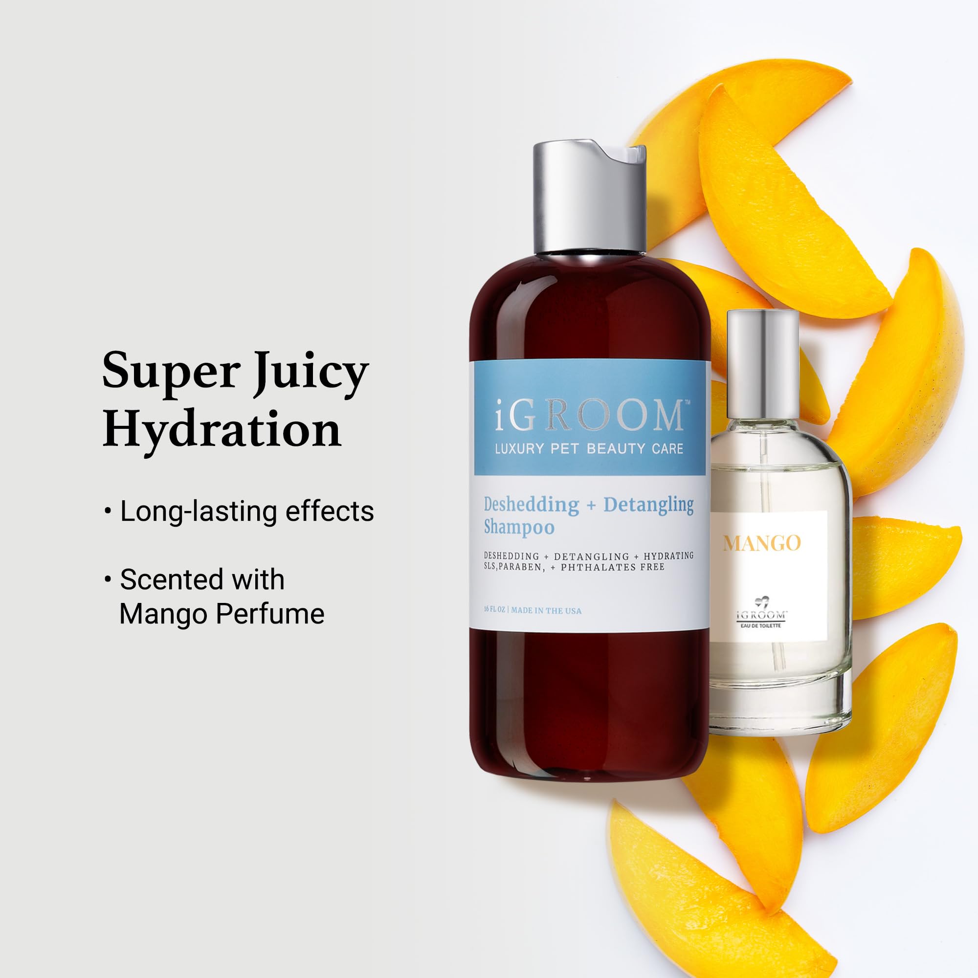 Igroom Deshedding & Detangling Dog Shampoo, Luxury Pet Beauty Care, Loosen Tangles + Unwanted Undercoat, Adds Shine + Volume, Made In Usa (16 Oz)